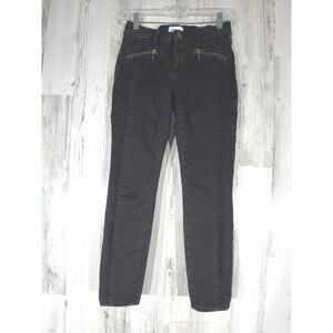 Pistola Skinny Ankle Jeans 26 (25x24.5) Black Wash Seamed Front Moto Zip Pockets
